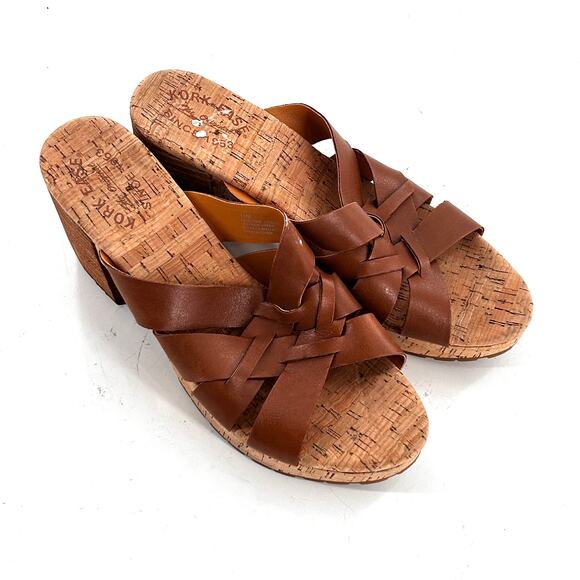 Kork Ease Charis Sandals 11 Brown NWOT Heels Mules Leather Comfort Travel - Picture 6 of 7